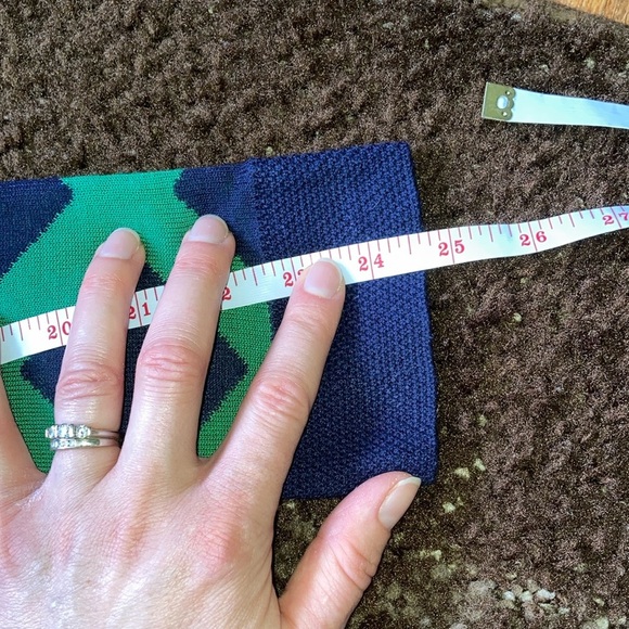 Mud Pie Green and Blue V-Neck Sweater with Geometric Pattern - Picture 13 of 13